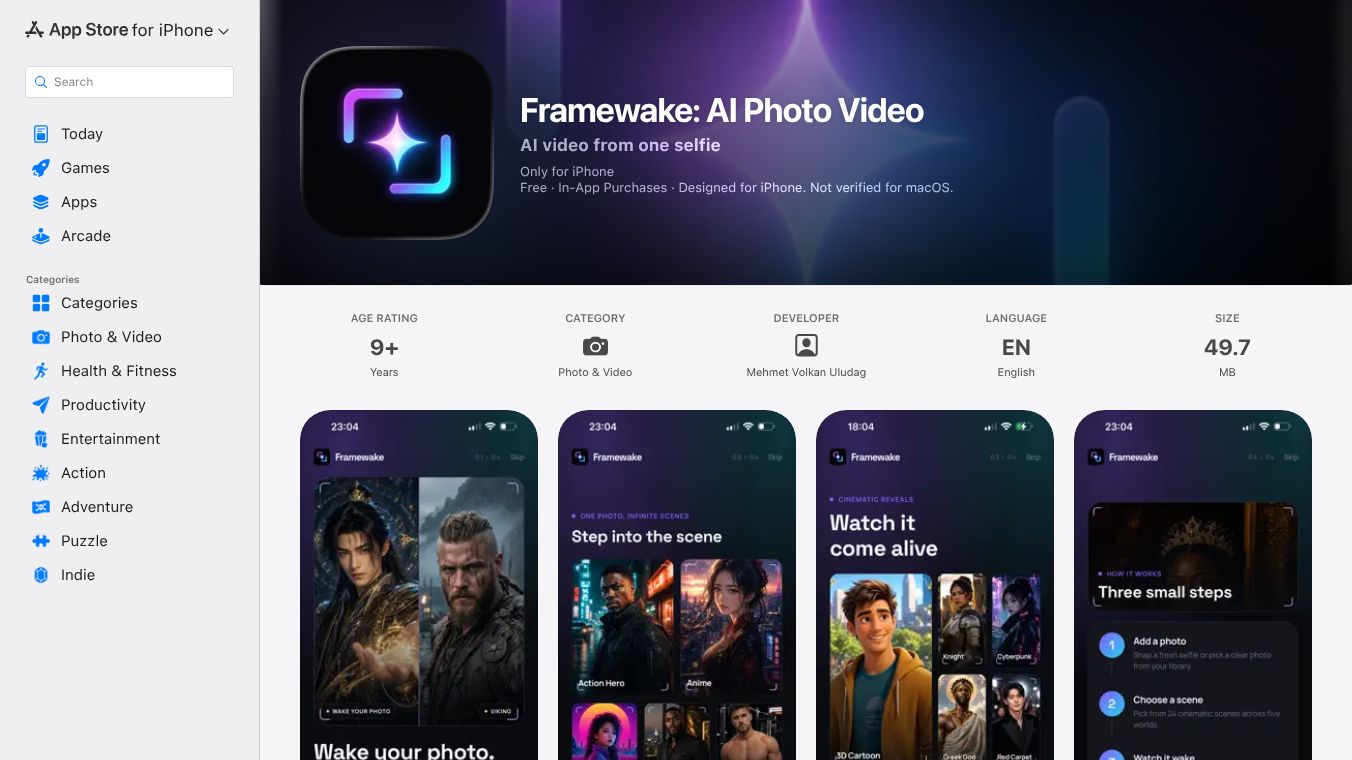 Framewake: AI Character Portraits