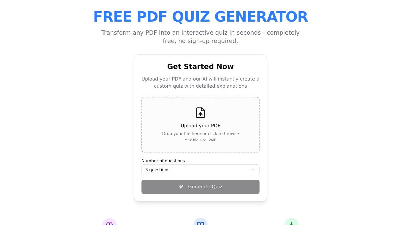 FREE AI PDF to Quiz Generator
