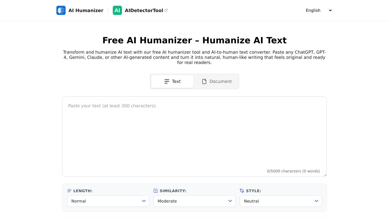 Free AI Text Humanizer & Detector