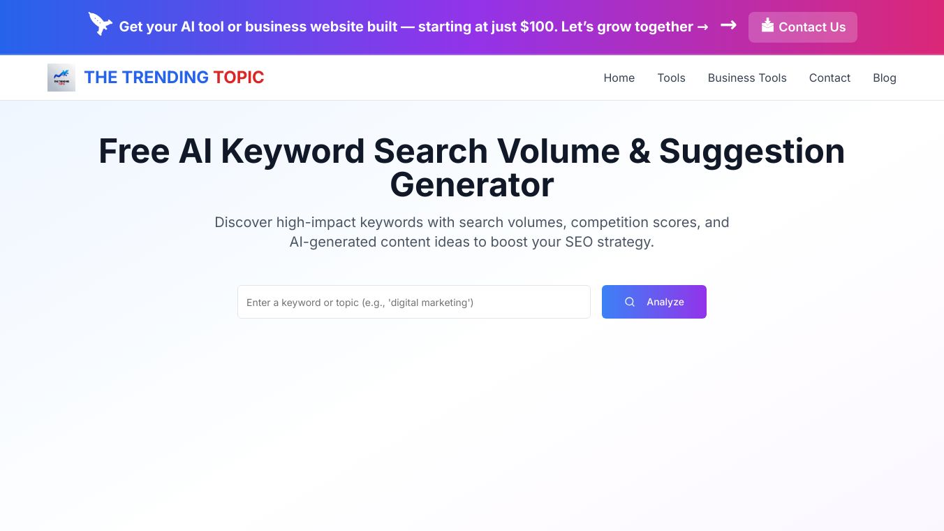 Free AI Tool Find Keyword Search Volume