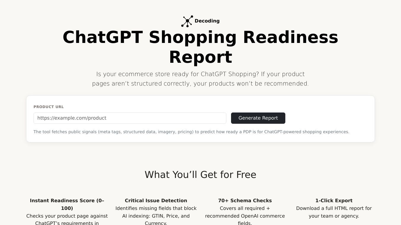 Free ChatGPT Shopping Readiness Report