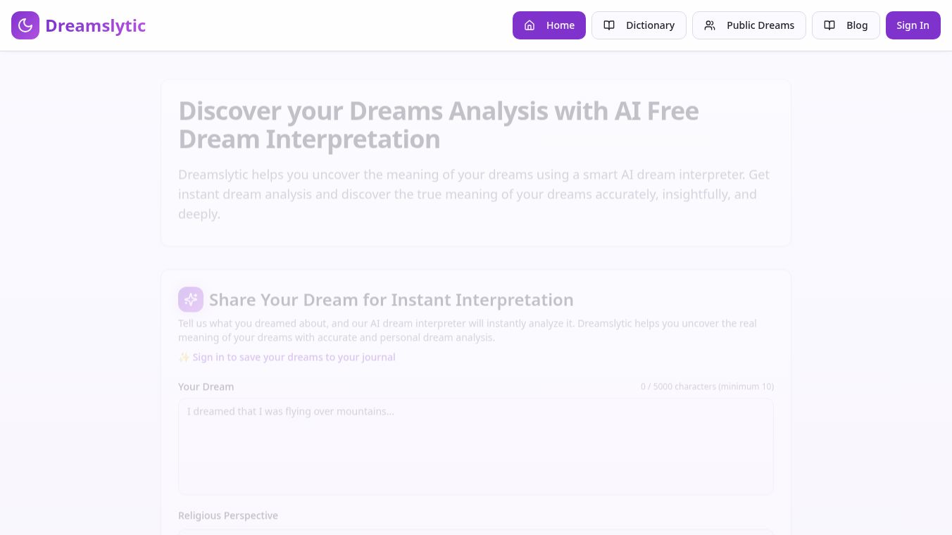 Free Tool for Dream Interpretation