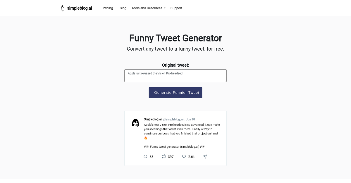 Funny tweet generator