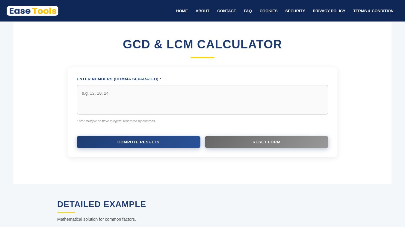 GCD & LCM Calculator | Ease Tools
