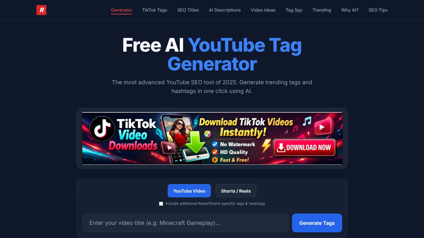 Generate viral YouTube tags with AI