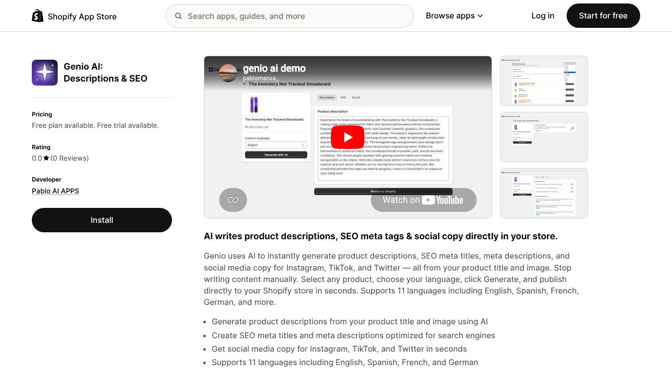 Genio AI Description & Seo