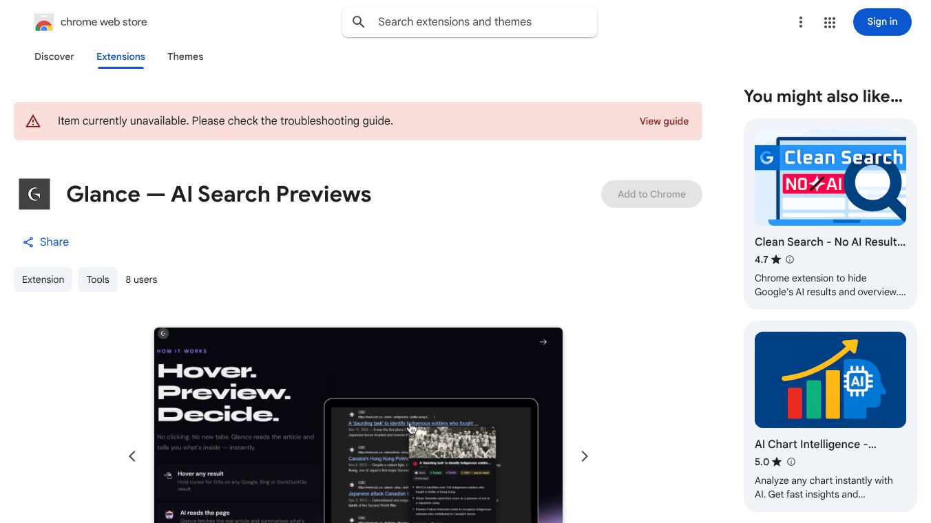 Glance — AI Search Previews