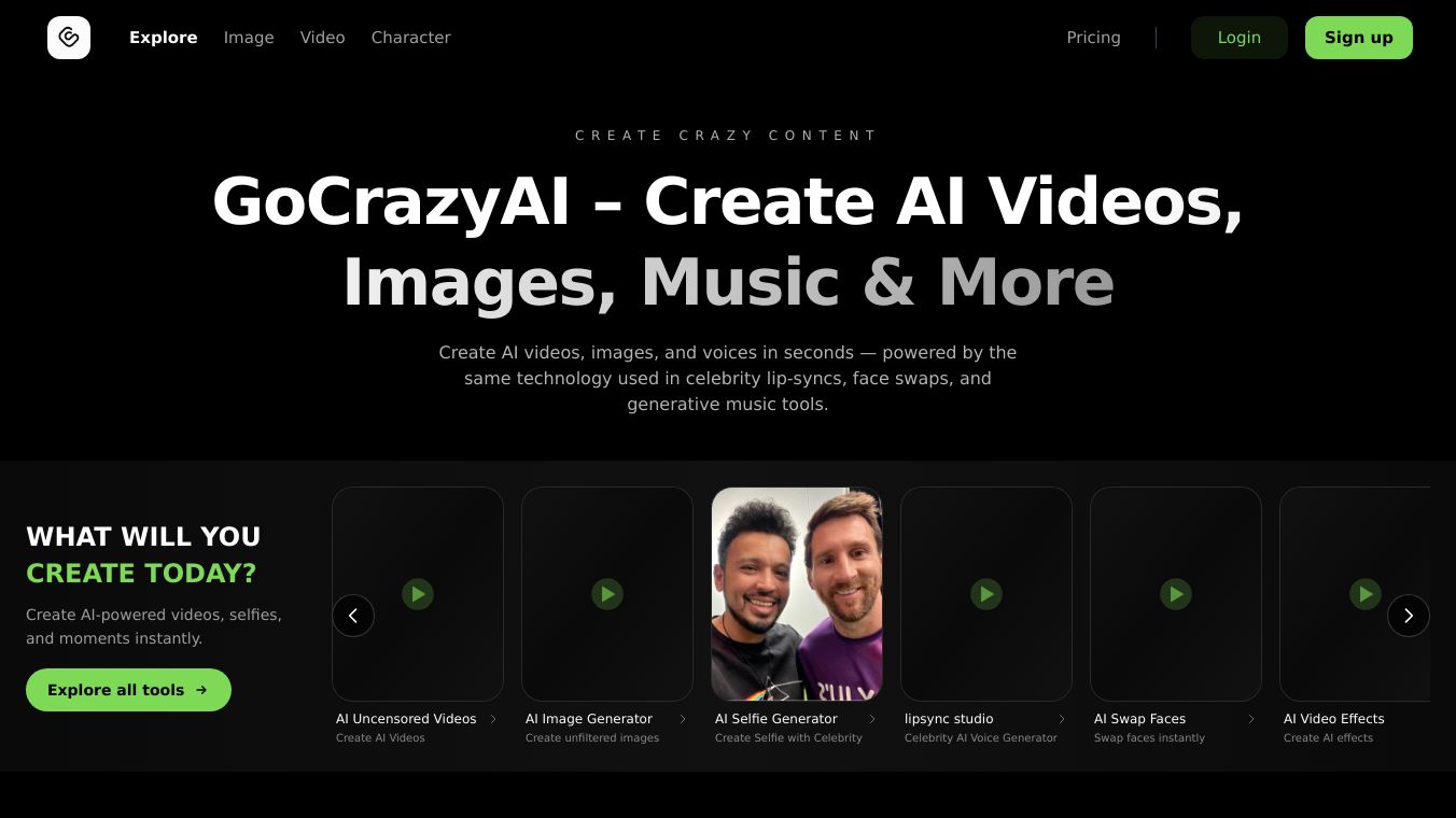 GoCrazyAI – AI Video Generator