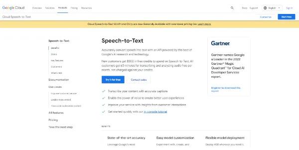 Google Cloud Speech to Text