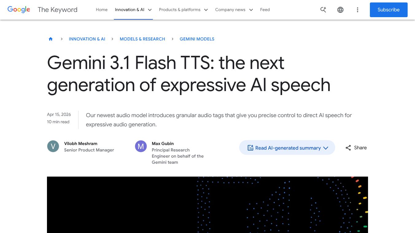 Google Gemini 3.1 Flash TTS