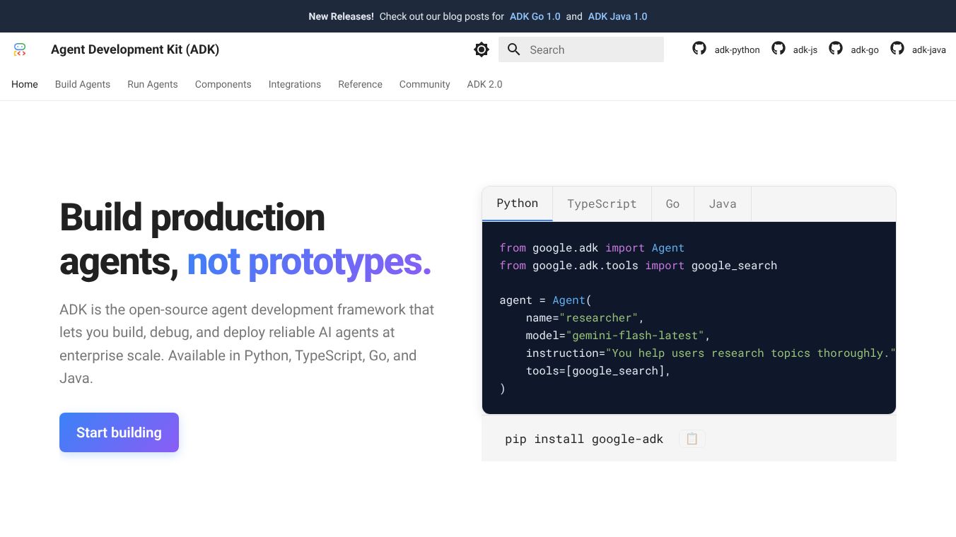 Google's ADK for Go 1.0