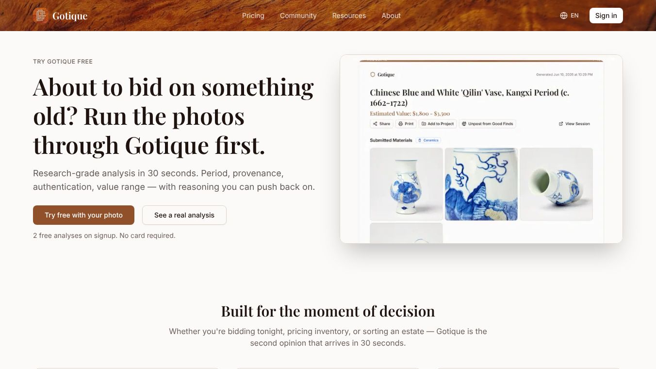 Gotique AI for Antiques