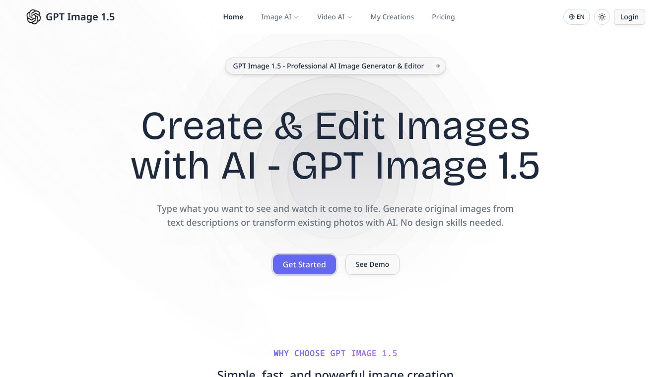 GPT Image 1.5 - AI Image Generator & Editor | Create & Edit Images
