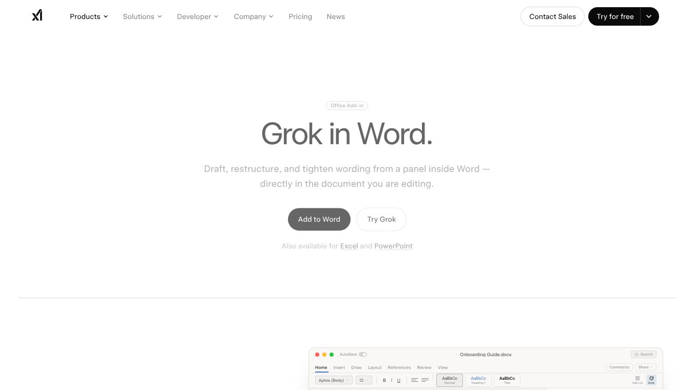 Grok by SpaceXAI for Word