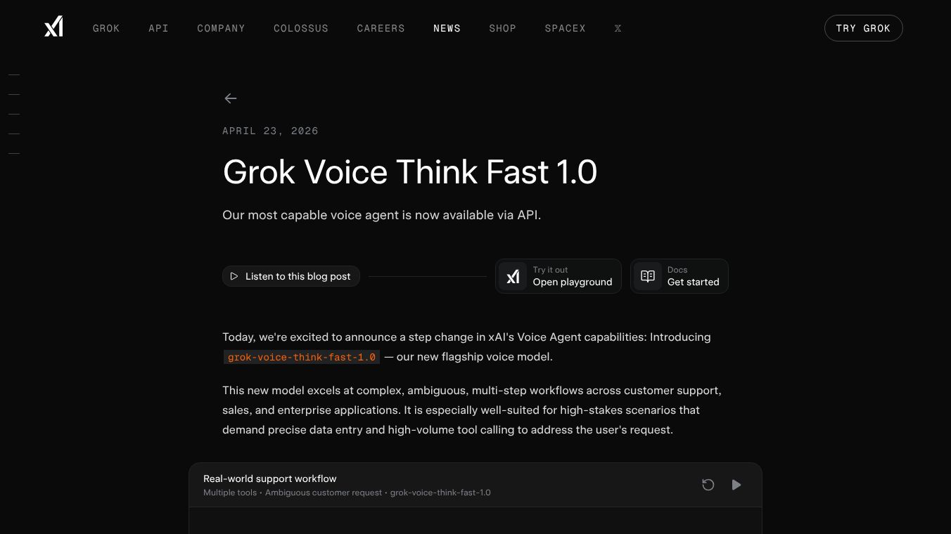 Grok Voice Think Fast 1.0