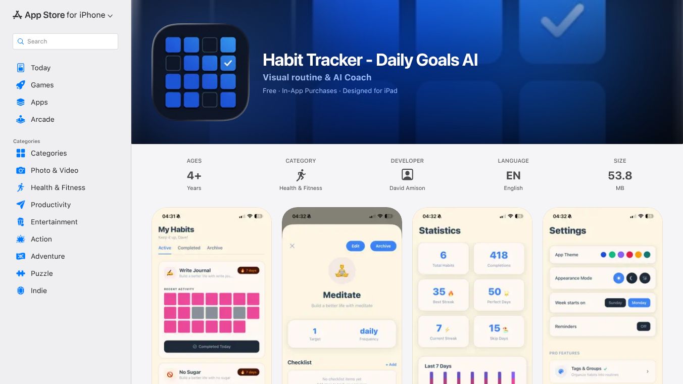 Habit Tracker - Daily Goals AI
