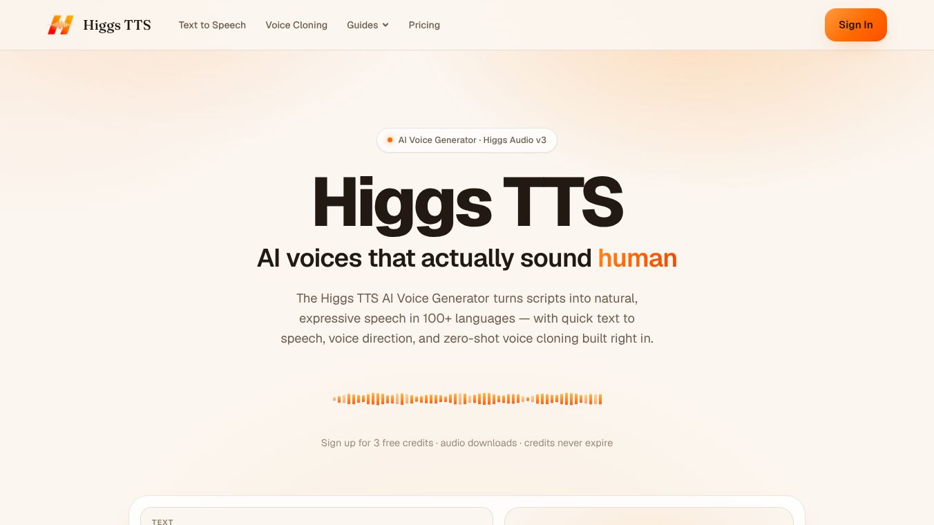 Higgs TTS