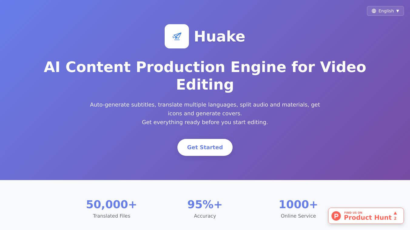 HuakeAI – AI for Subtitles, Voice&Covers