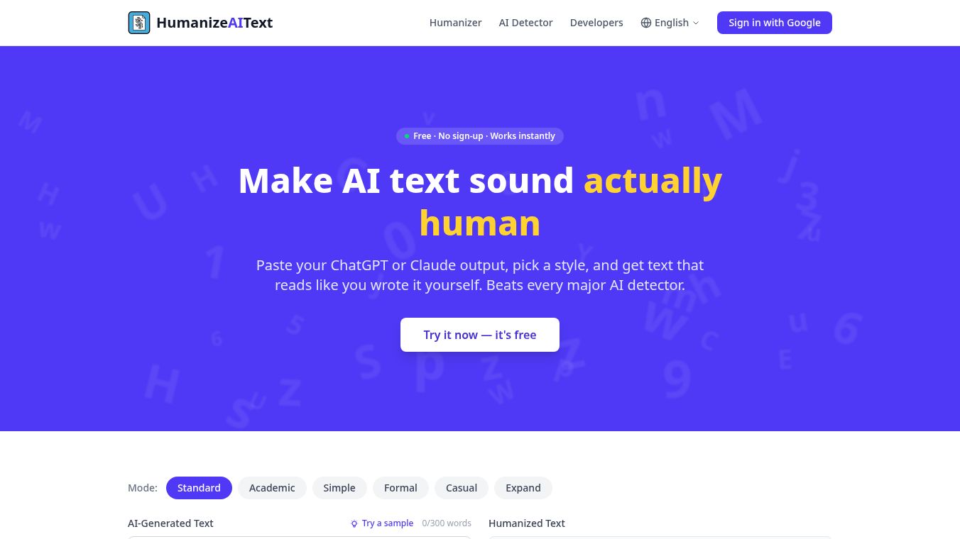 Humanize AI Text App