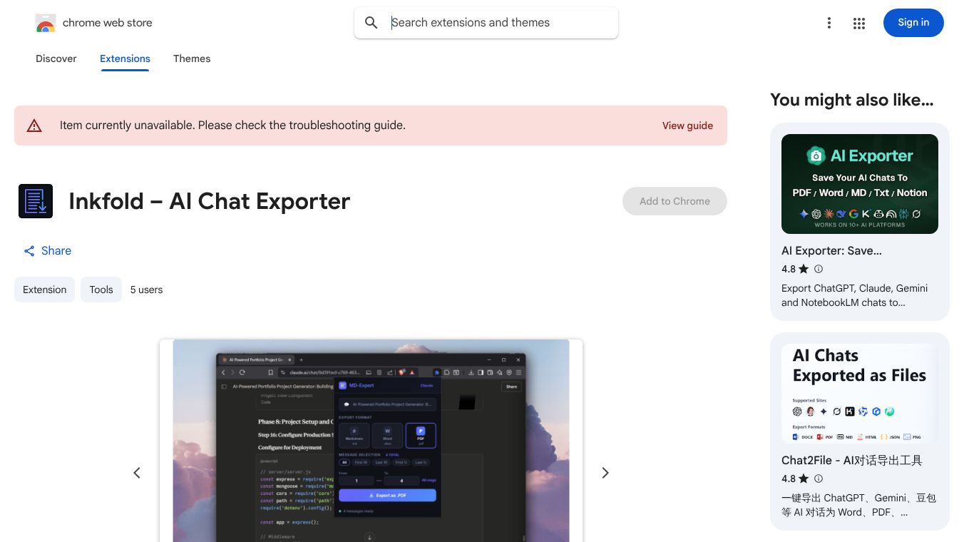 Inkfold - AI Chat Exporter