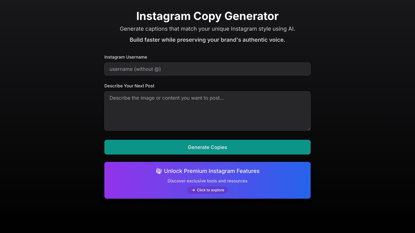 Instagram Copy Generator