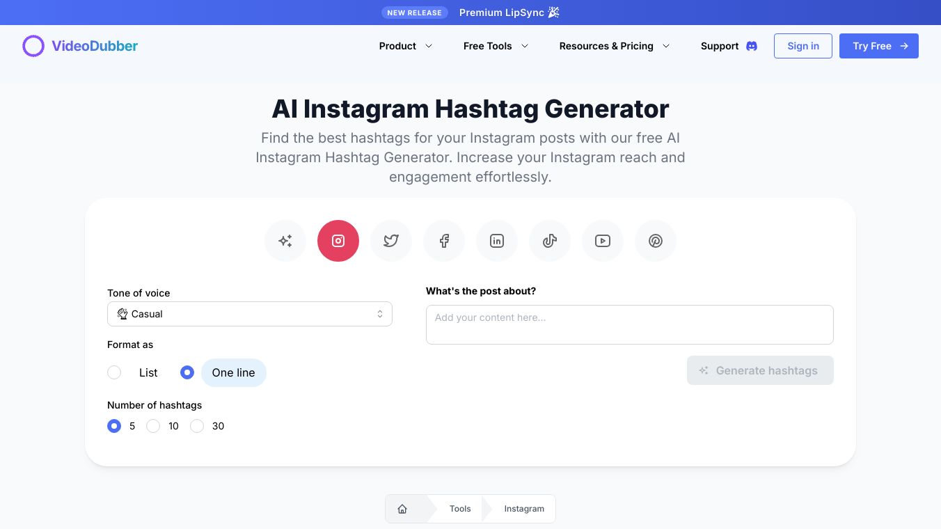 Instagram Hashtag Generator