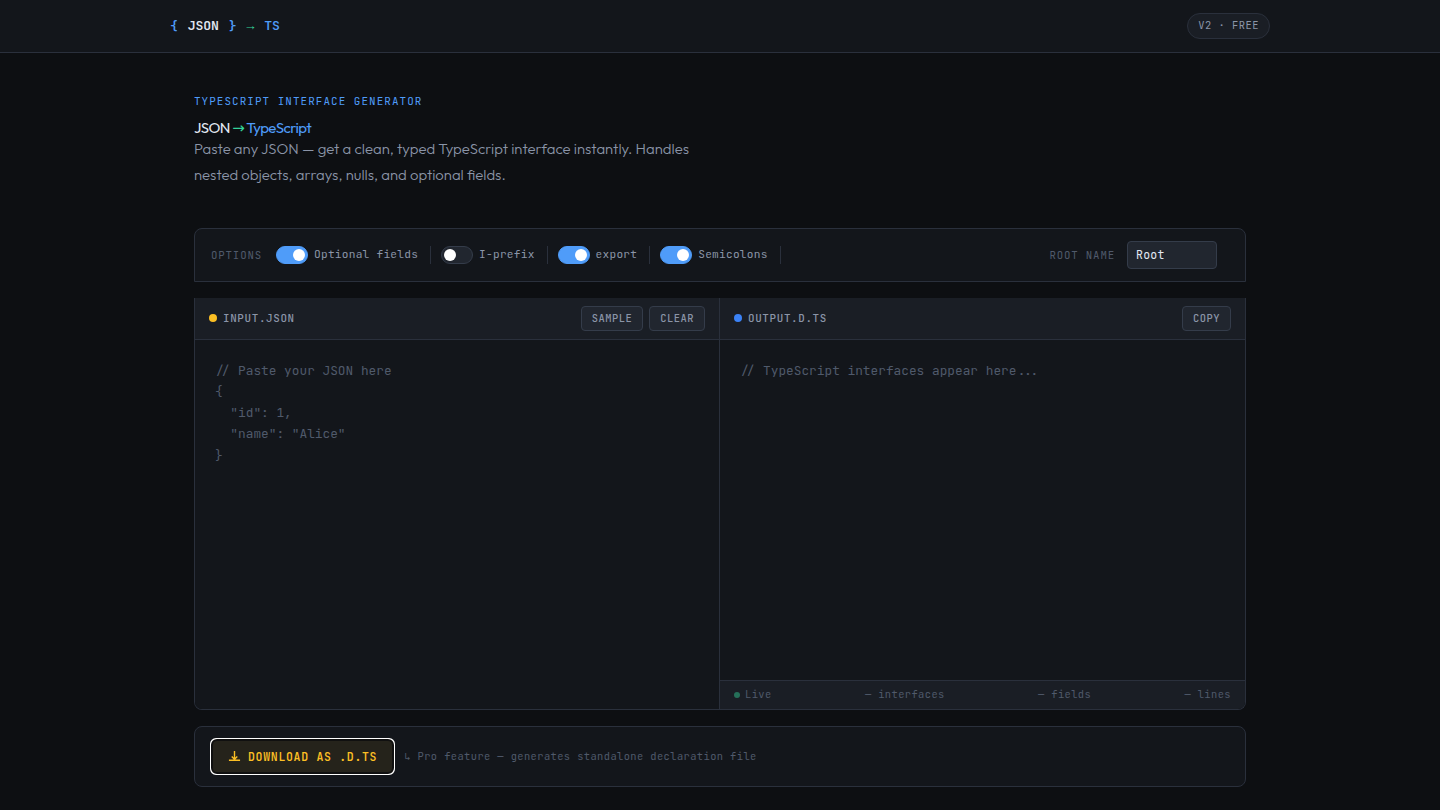 Instant JSON-to-TS Converter
