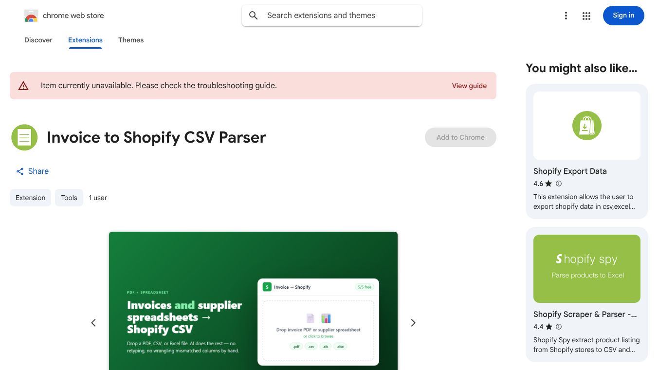 Invoice to Shopify CSV Parser