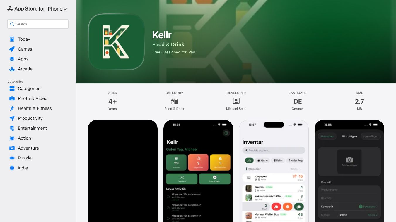 Kellr — Deine smarte Vorratskammer