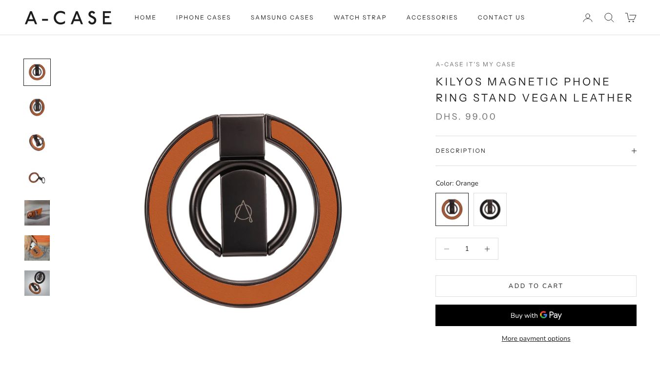 Kilyos Magnetic Phone Ring Stand Leather