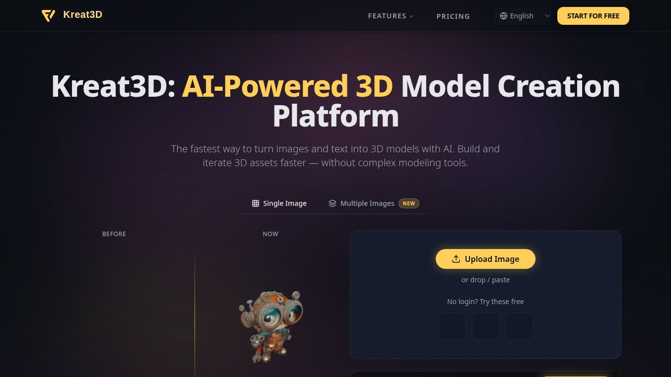 Kreat3D - AI 3D Model Creation Platform