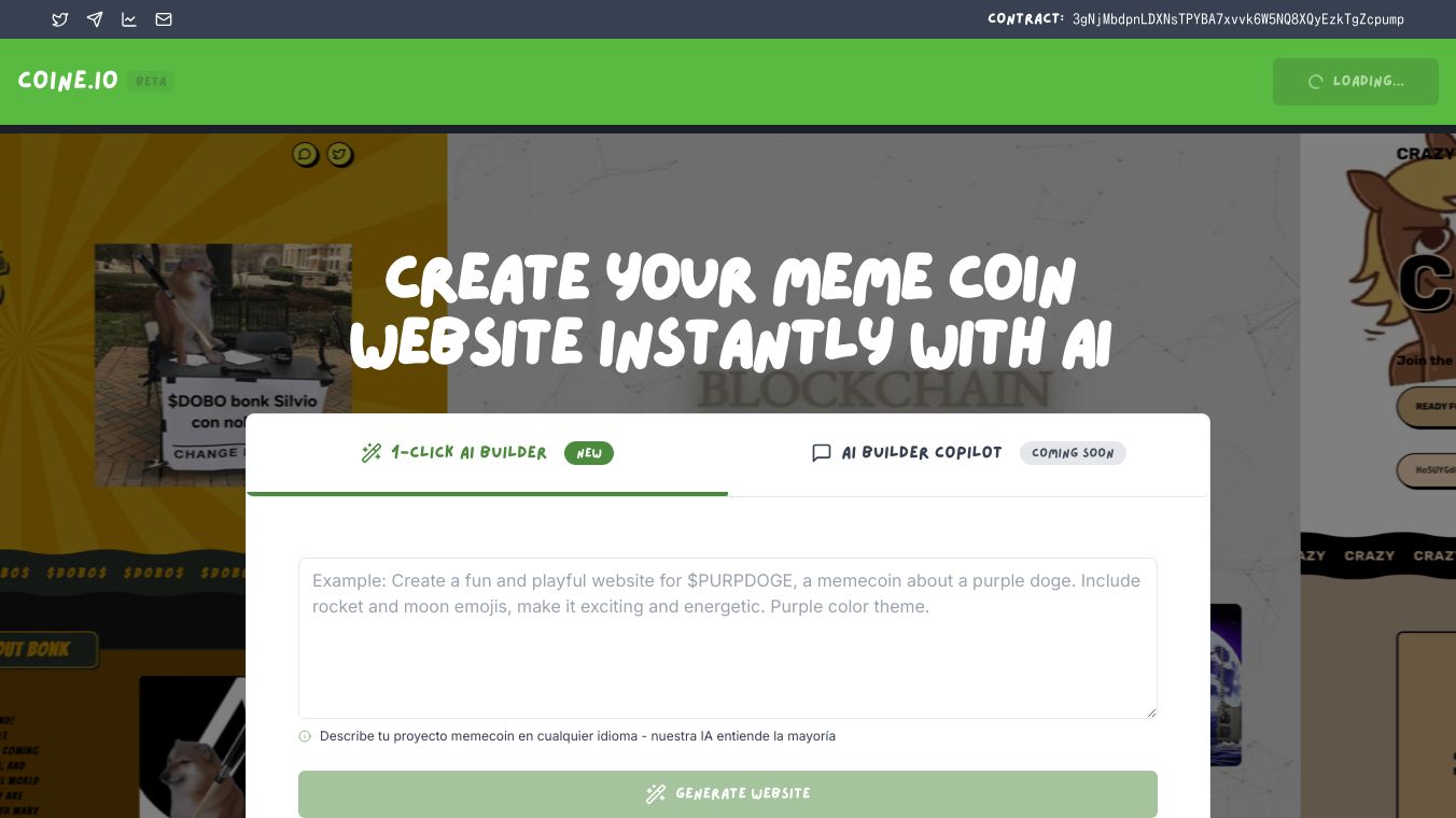 Launch your meme coin website in seconds with AI