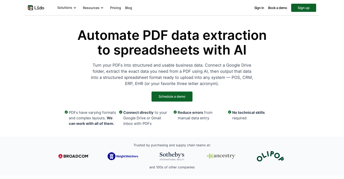 Lido PDF Data Extraction