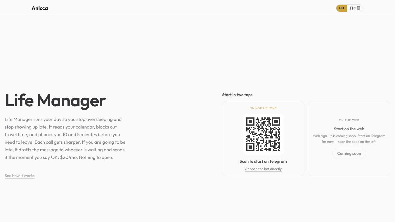 Life Manager — Anicca
