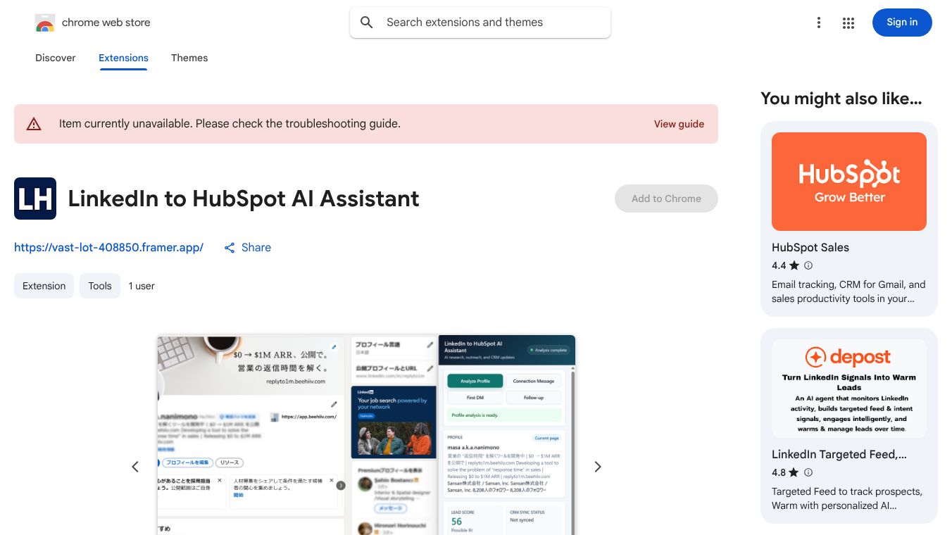 LinkedIn to HubSpot AI Assistant
