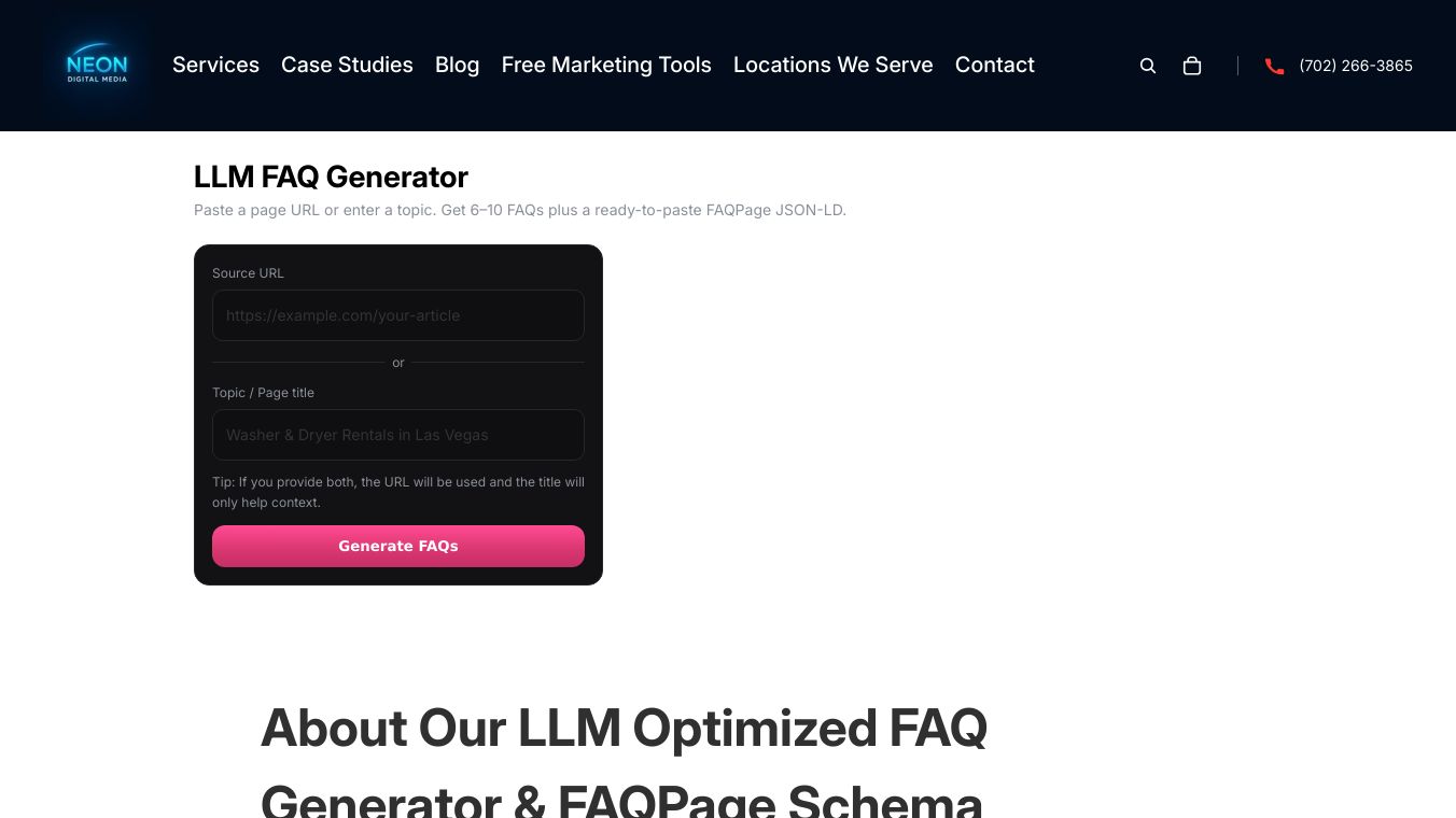 LLM Optimized FAQ Generator (AI SEO)