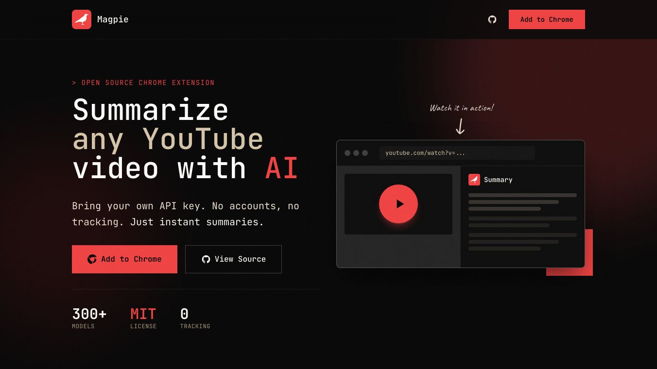 Magpie - YouTube Summarizer