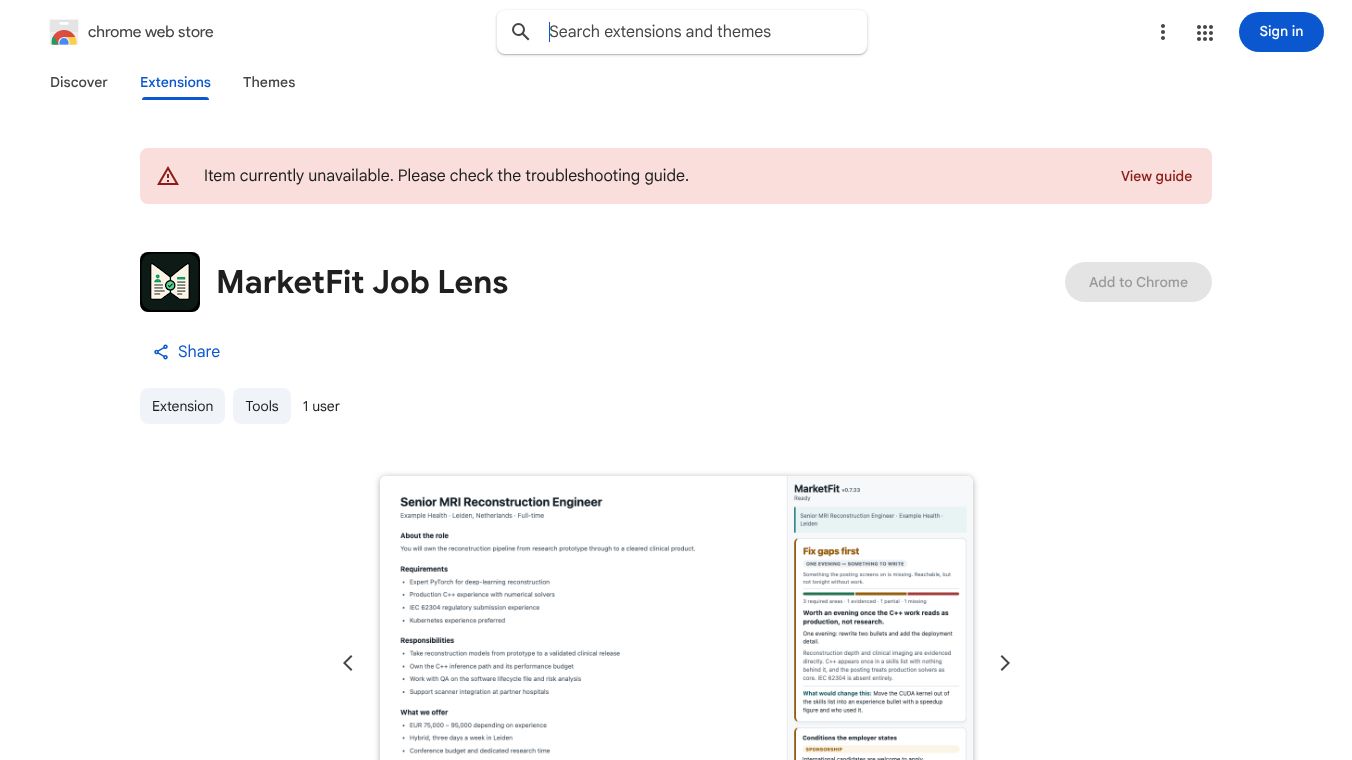 MarketFit Job Lens