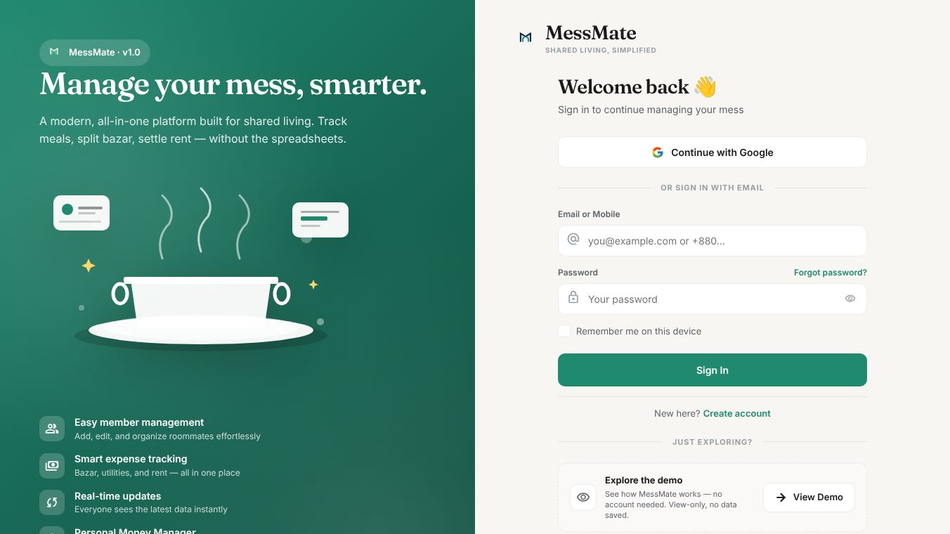 MessMate – Mess & Shared Living Manager