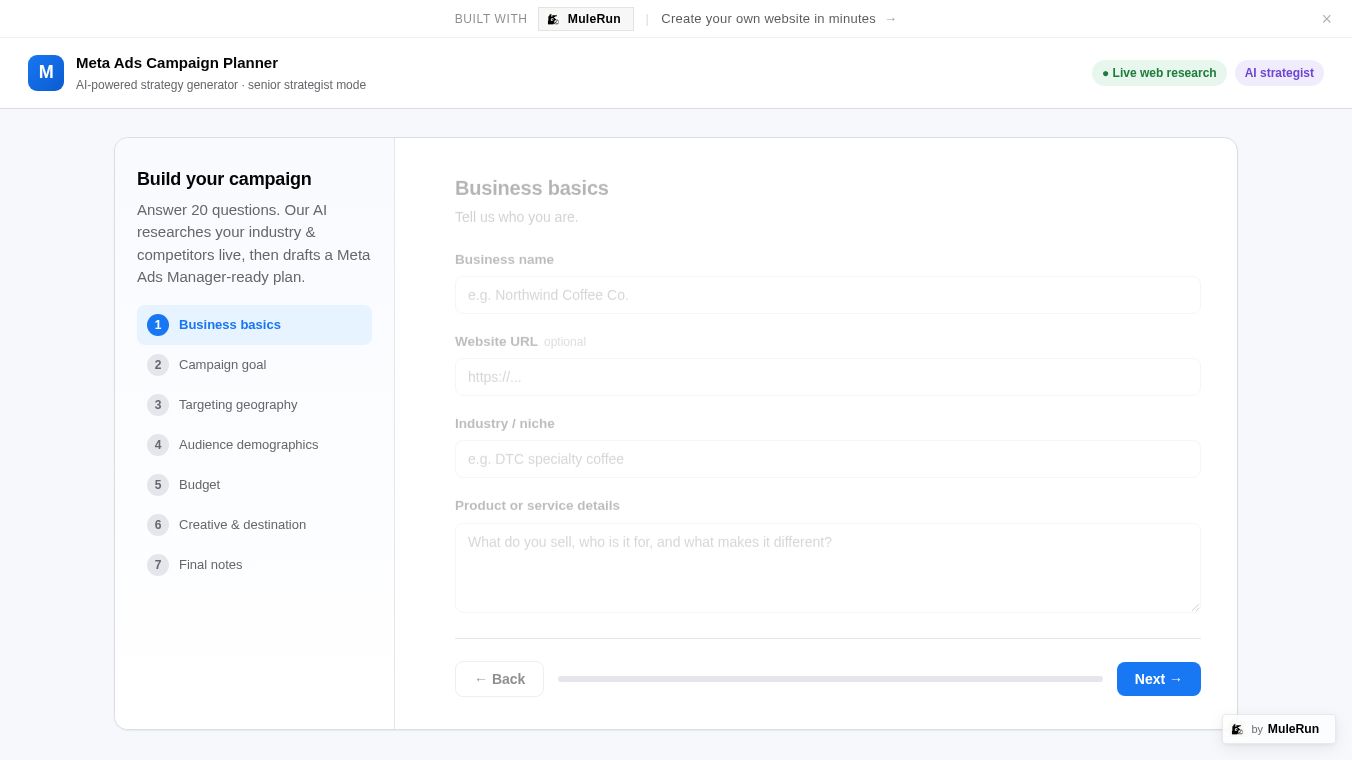 Meta Ads Campaign Planner