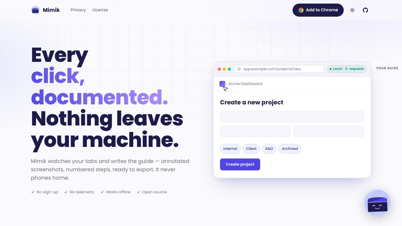 Mimik: auto-capture browser workflows