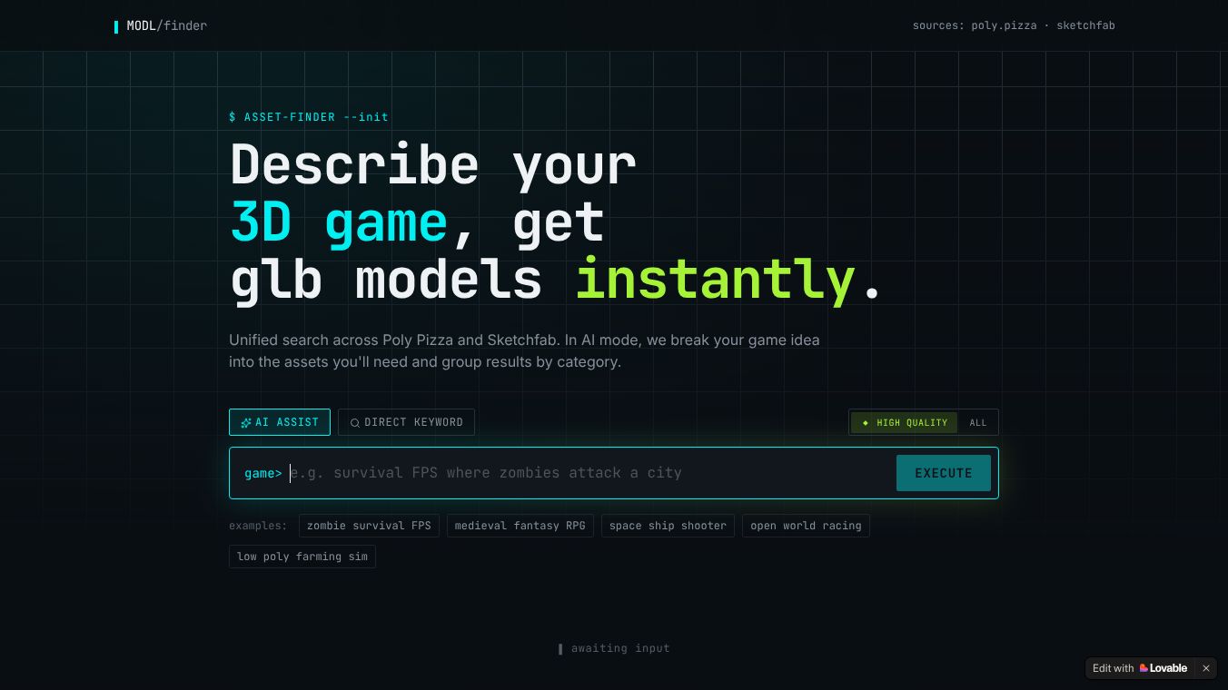 MODL // 3D asset finder for game devs