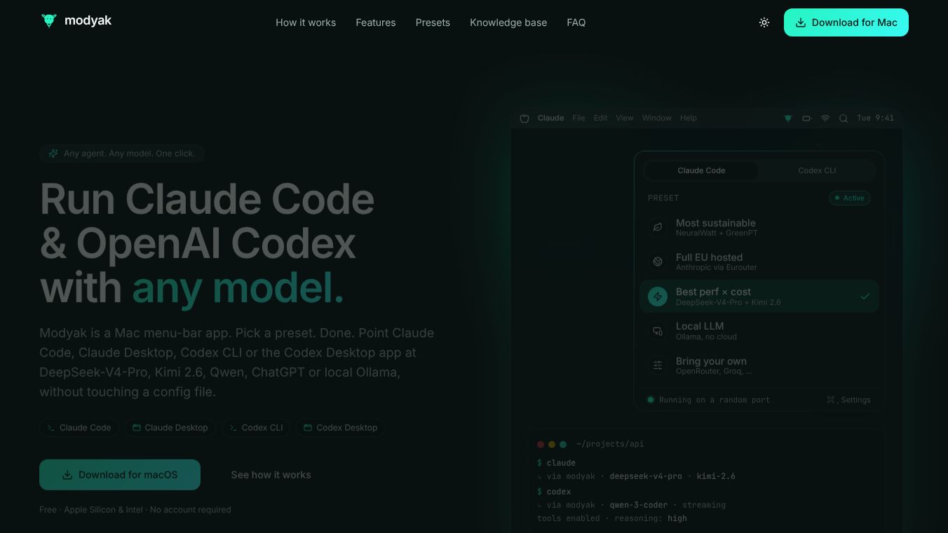 Modyak, code with any AI model