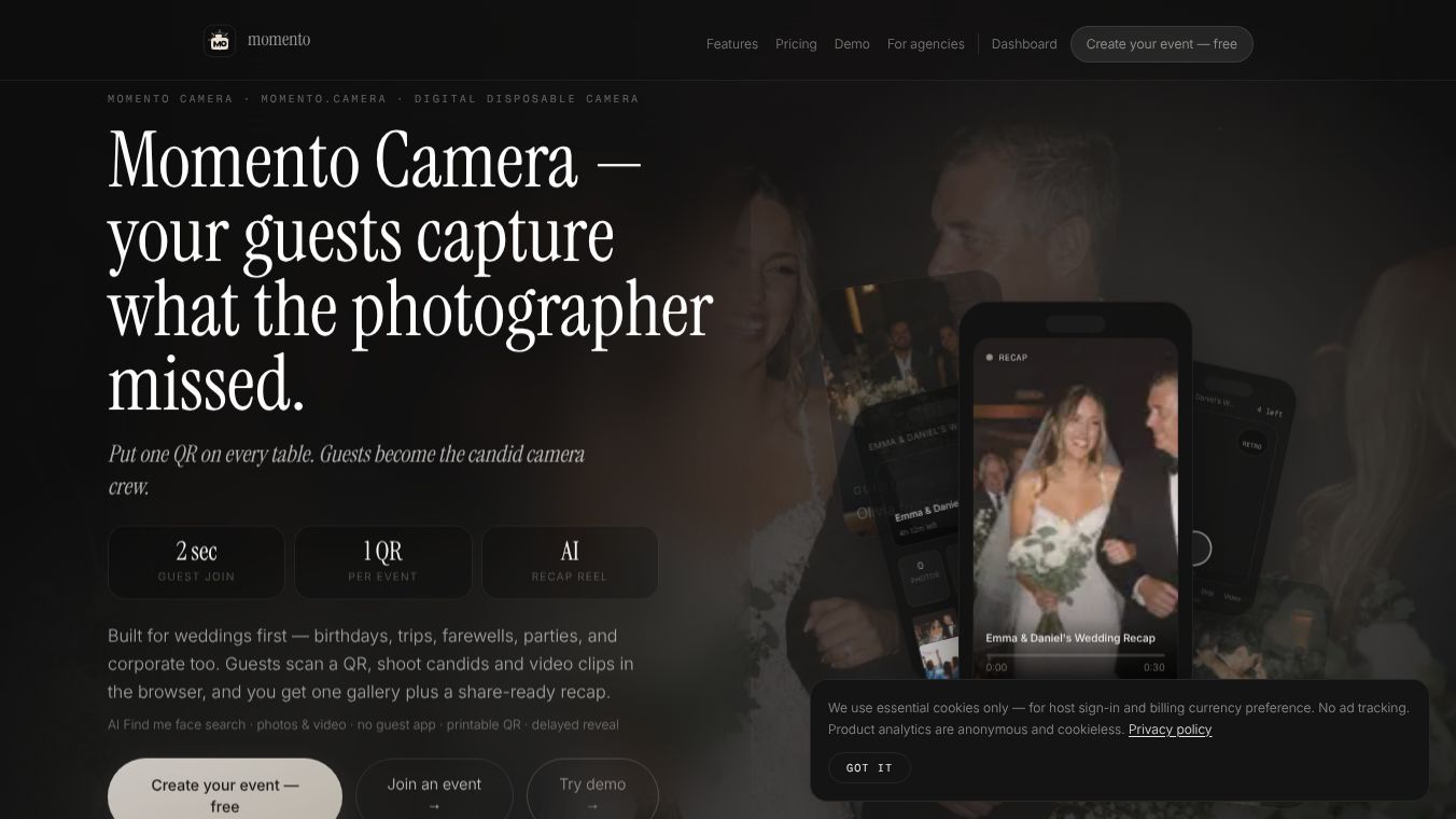 Momento: AI Guest Cam Experience Events