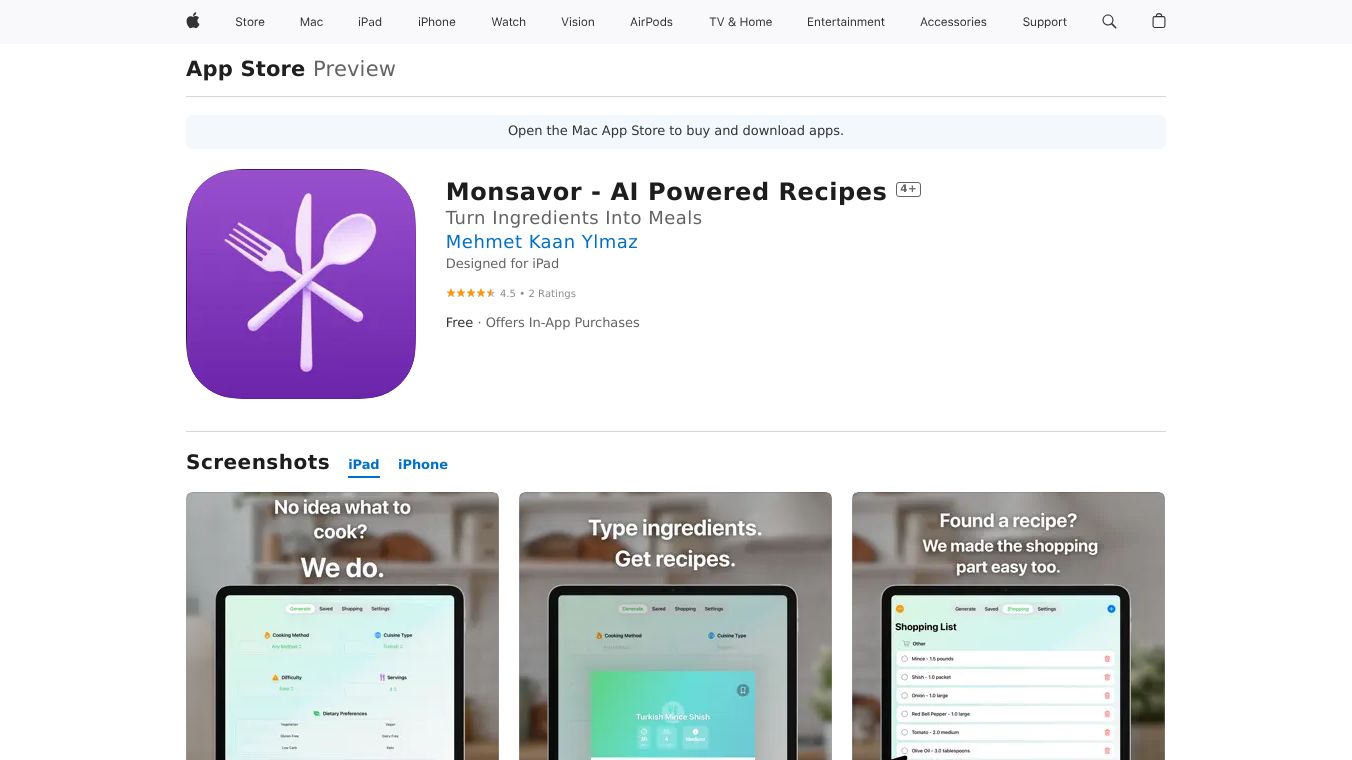 Monsavor: AI-Powered Recipes