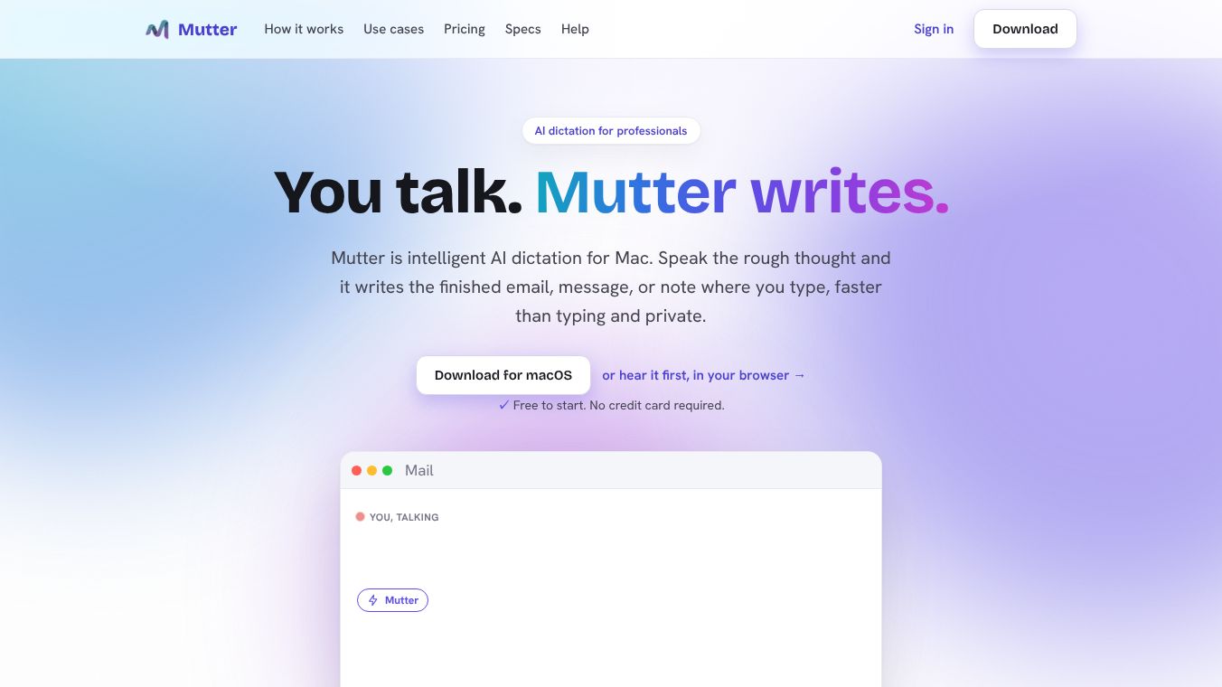 Mutter AI Dictation