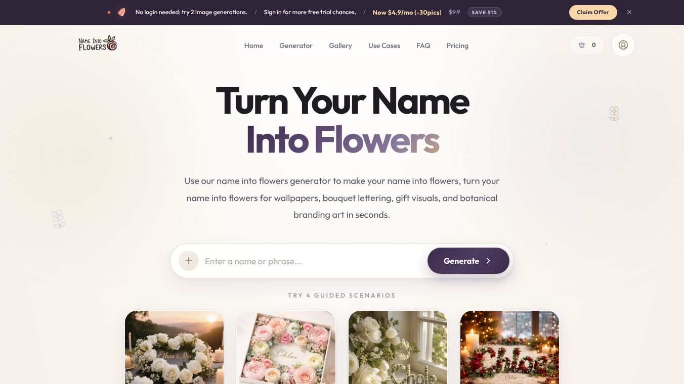 Name Into Flowers AI