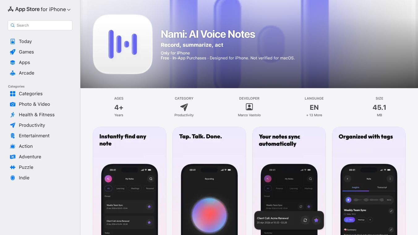 Nami: AI Voice Notes