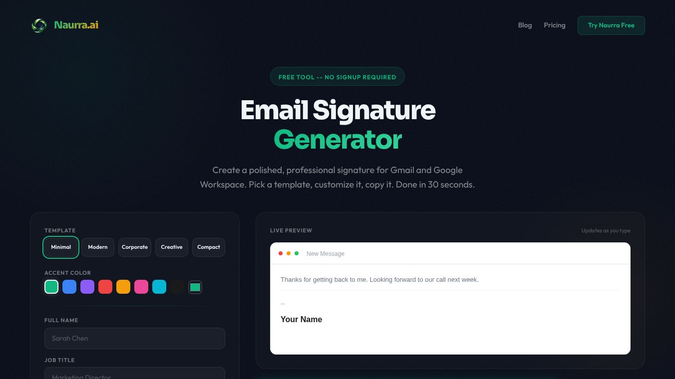 Naurra.ai Email Signature Generator