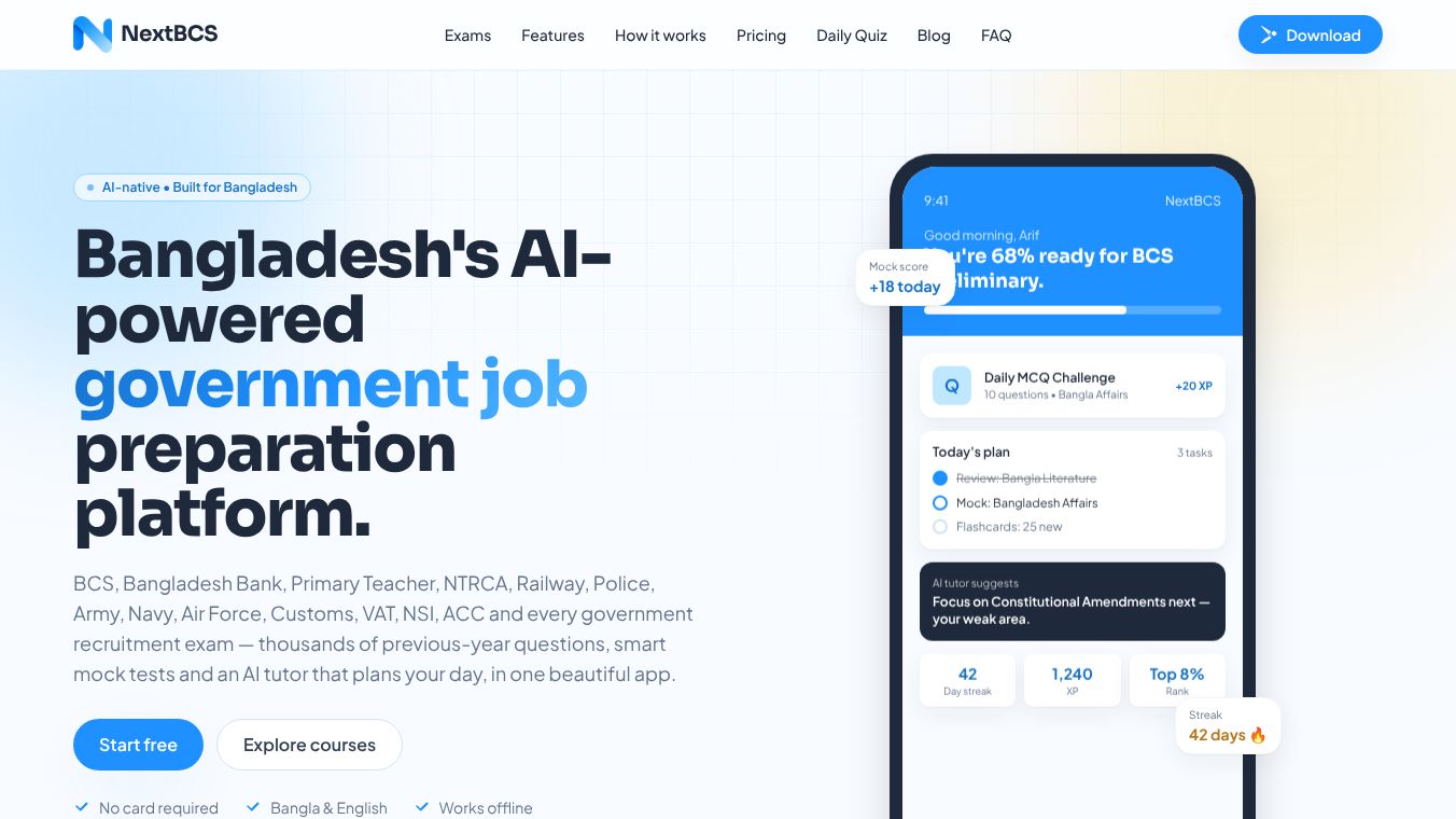 NextBCS: Govt Job Preparation